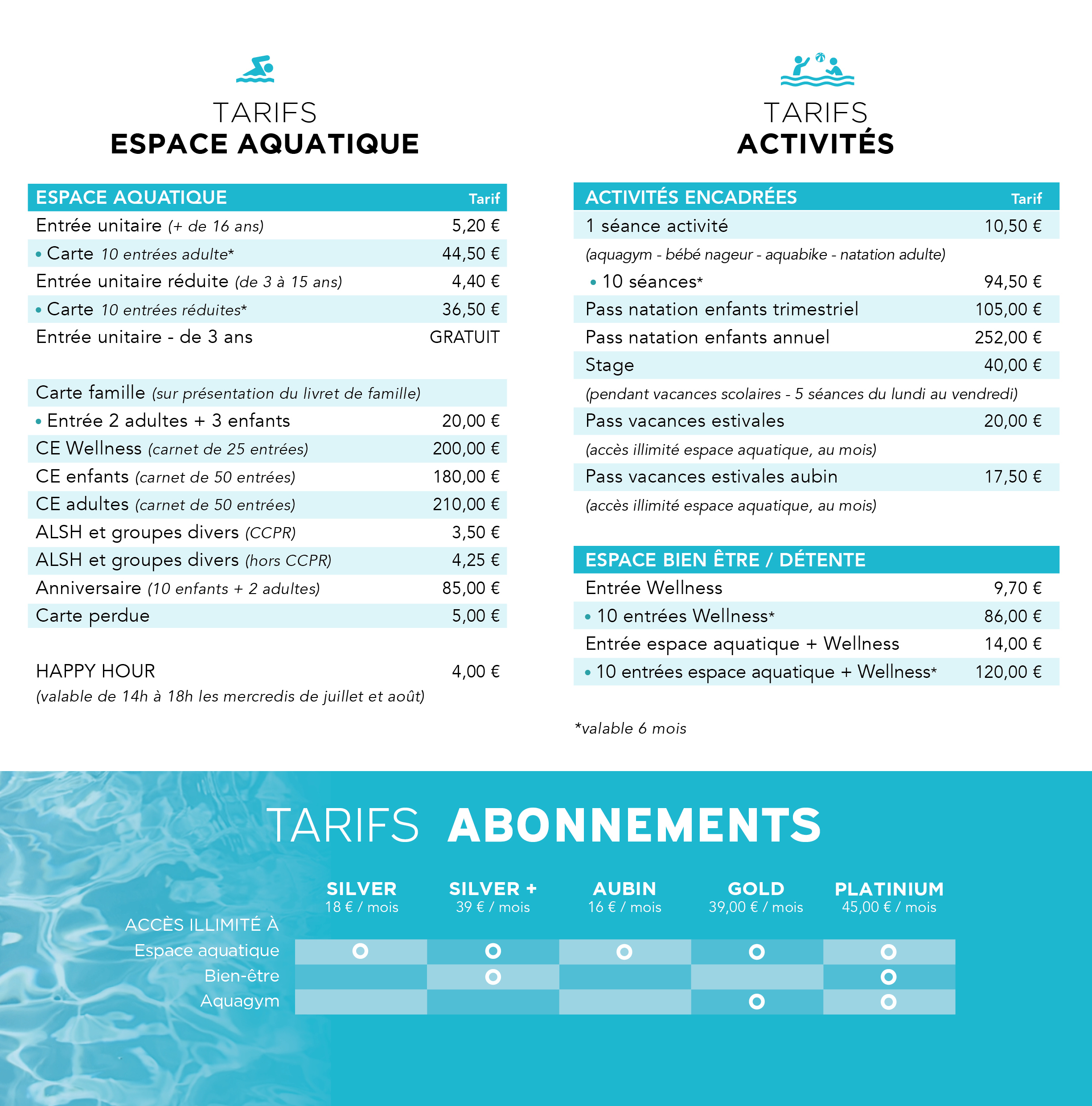 GALEA - tarifs 2022 2023