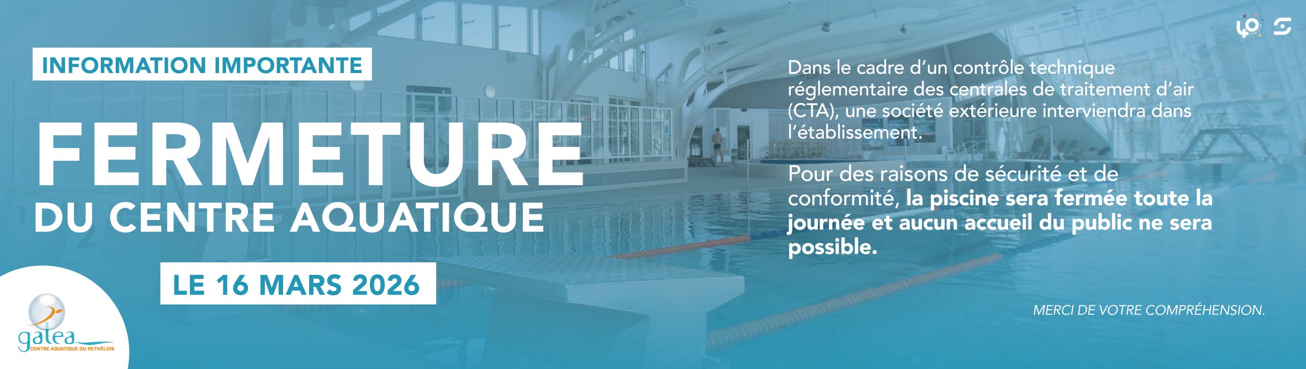 FERMETURE DU CENTRE AQUATIQUE